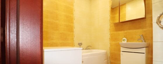 Vonios kambarys su įranga – 2 kambarių butas su baldais Klaipėdoje