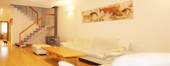 Erdvi svetainė su virtuve parduodamame sublokuotame name Klaipėdoje