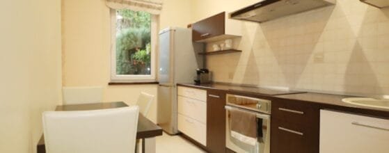 Erdvi svetainė su virtuve parduodamame sublokuotame name Klaipėdoje