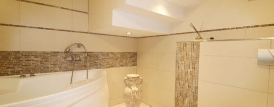 Tvarkingas vonios kambarys su san. mazgu sublokuotame name