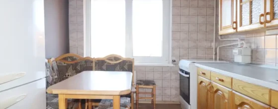 įrengta virtuvė parduodamame bute Telšiuose su buitine technika