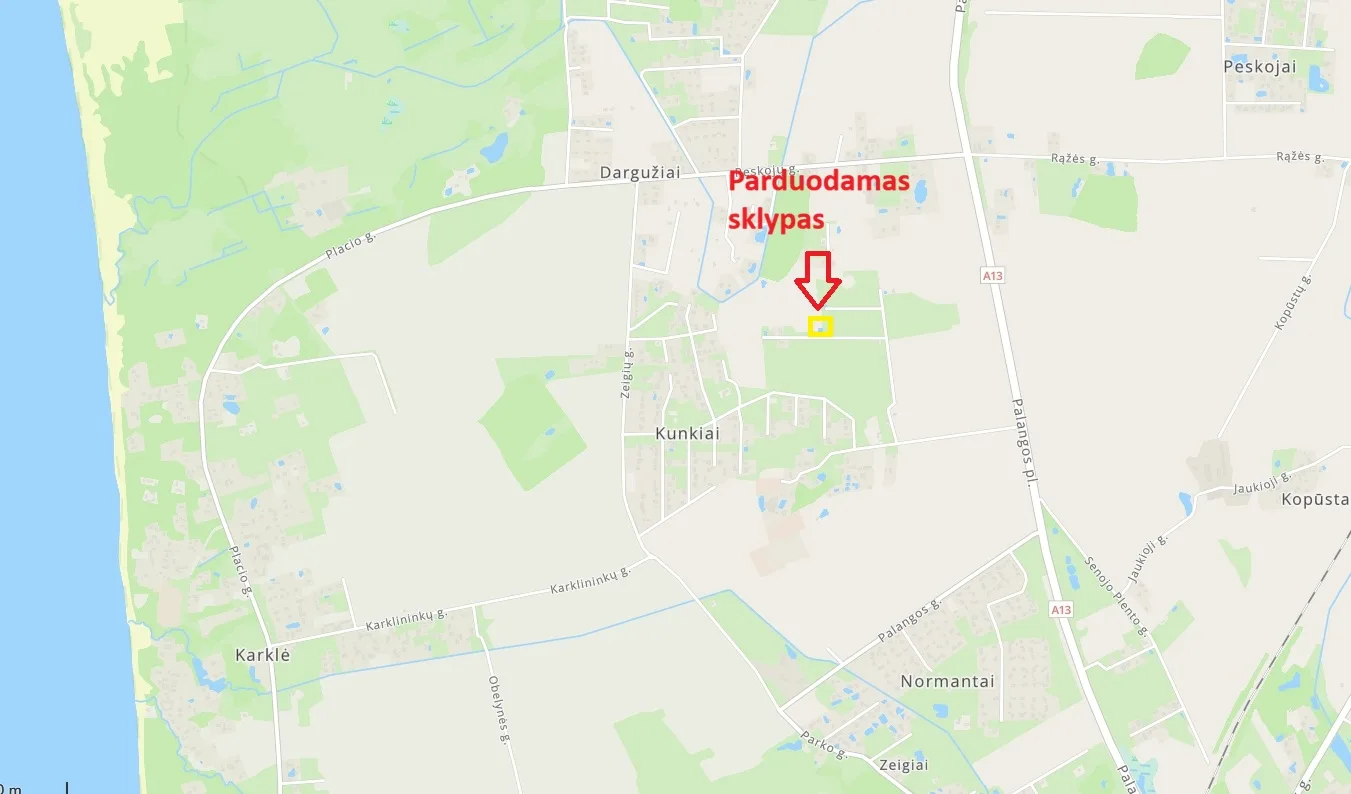 sklypas Dargužiai Kalviukų g namų valdos sklypas prie jūros