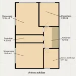 Antras aukštas planas įrengtame kotedže Trušeliuose