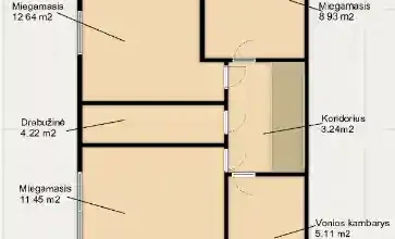 Antras aukštas planas įrengtame kotedže Trušeliuose